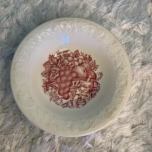 Harvest USA Red Transferware Dessert/Berry Bowl 6"